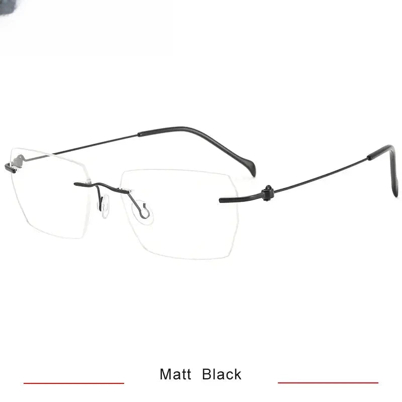 Women's Square Rimless Titanium Screwless Prescription Glasses 35008 — view 3 | Rx Spectacle