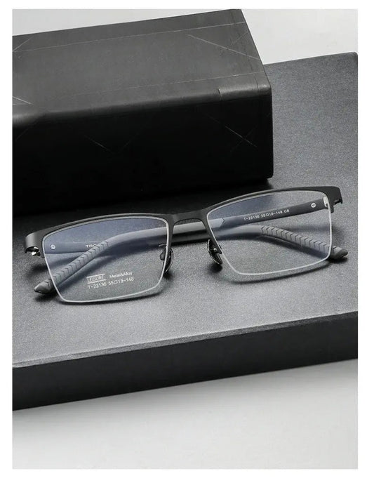 Unisex Polygon Semi-Rimless Titanium Prescription Glasses 23136 — view 1 | Rx Spectacle