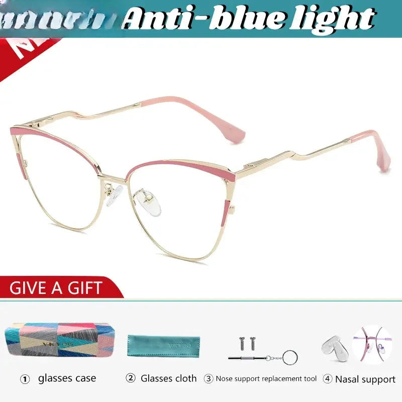 Women's Cat Eye Full Rim Titanium Reading Glasses 680014 — view 6 | Rx Spectacle