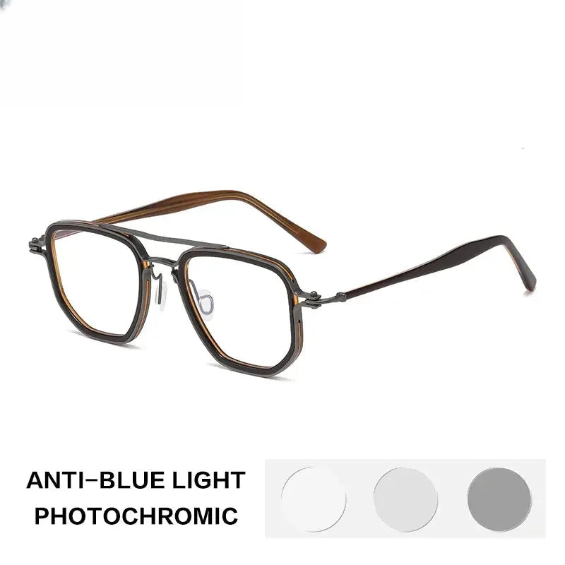 Unisex Square Full Rim Titanium Reading Glasses 58768 — view 3 | Rx Spectacle