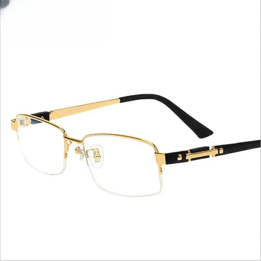 Men's Rectangular Semi-Rimless Titanium Prescription Glasses 8001 — view 8 | Rx Spectacle