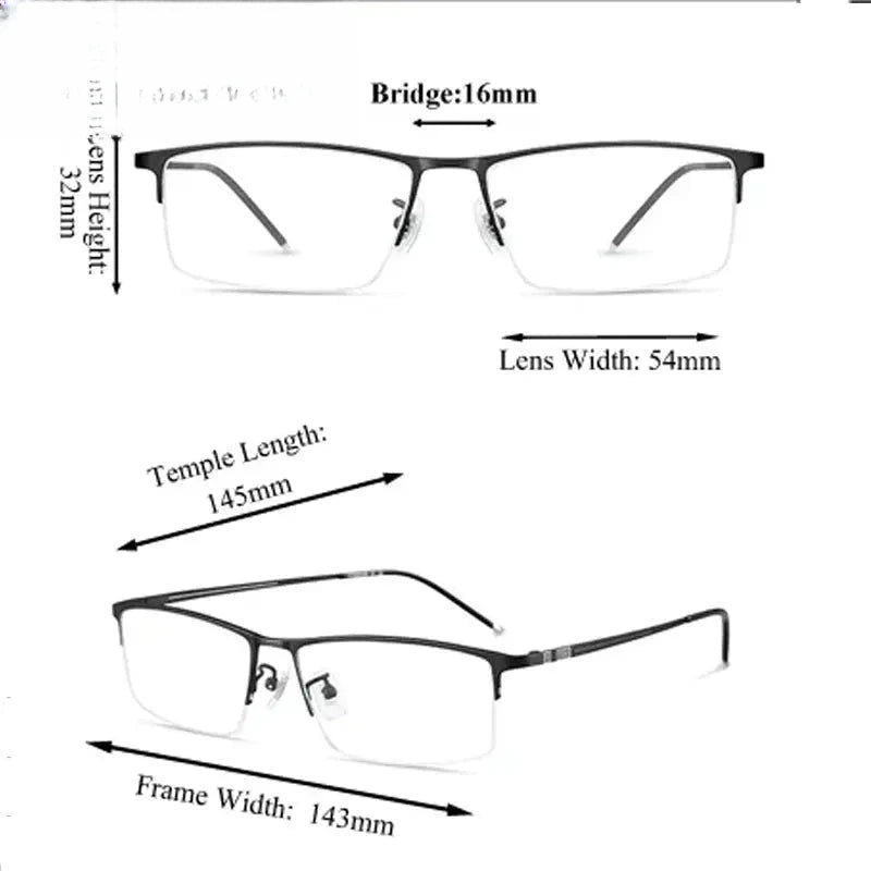 Men's Browline Semi-Rimless Titanium Prescription Glasses 99070 — view 2 | Rx Spectacle