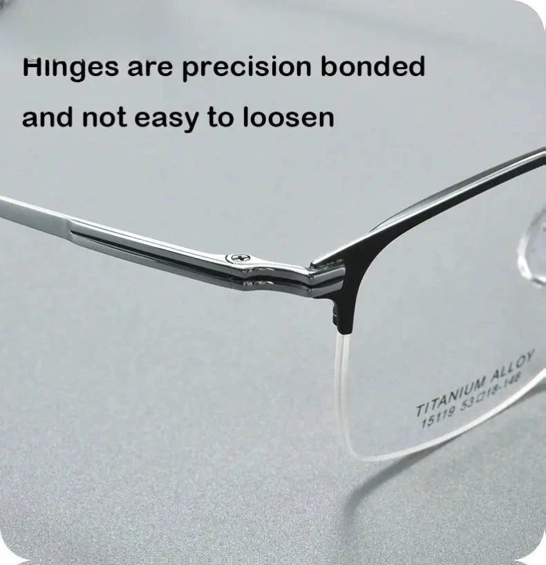 Unisex Square Semi-Rimless Titanium Reading Glasses V15119 — view 5 | Rx Spectacle