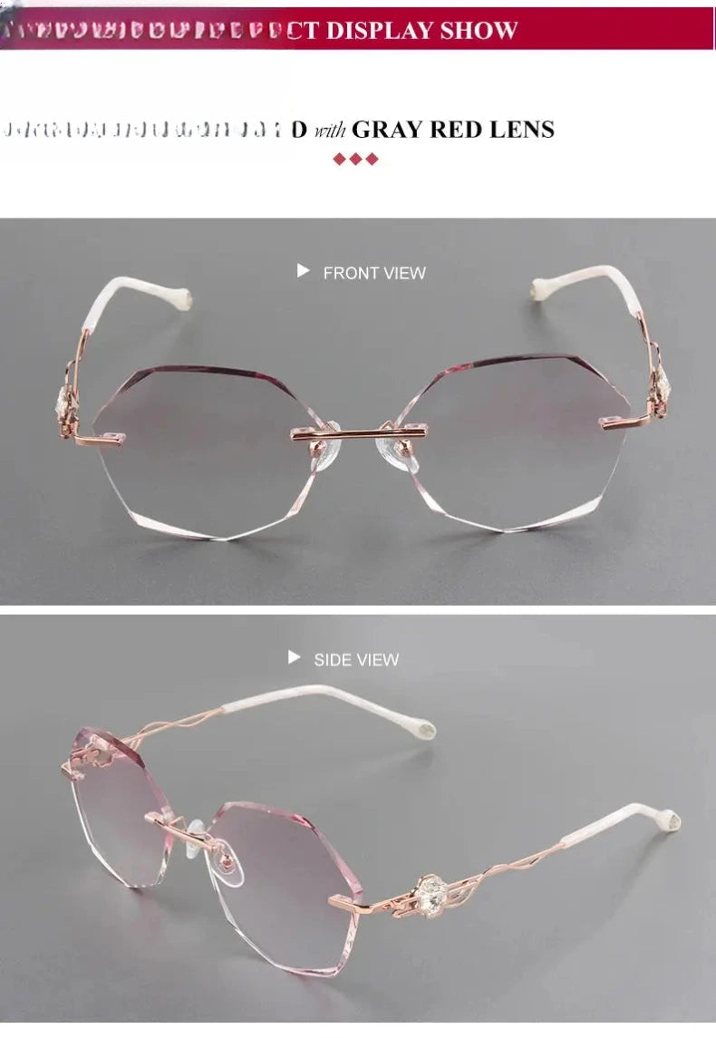 Women's Oval Rimless Titanium Prescription Glasses 88050 — view 2 | Rx Spectacle
