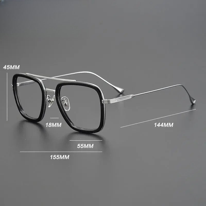 Unisex Square Full Rim Titanium Double Bridge Prescription Glasses Gxyj937 — view 8 | Rx Spectacle