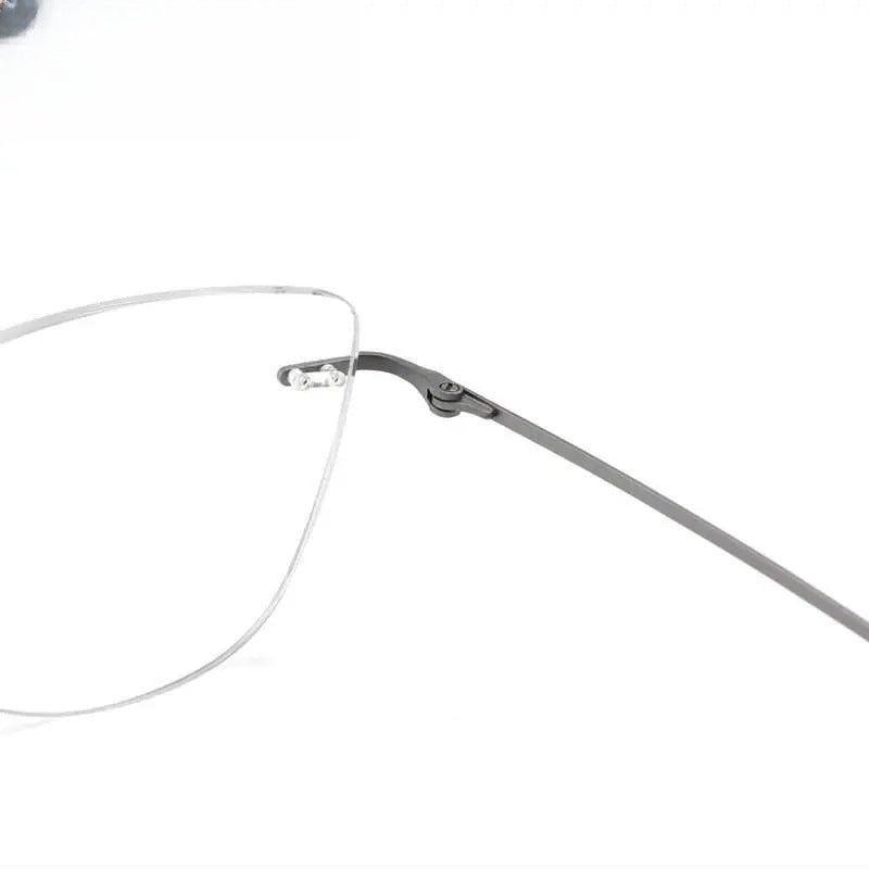 Unisex Cat Eye Rimless Titanium Prescription Glasses 9016 — view 8 | Rx Spectacle