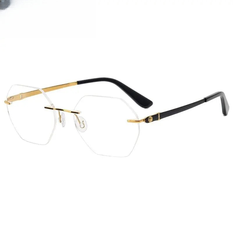 Men's Polygon Rimless Titanium Prescription Glasses 5018 — view 5 | Rx Spectacle