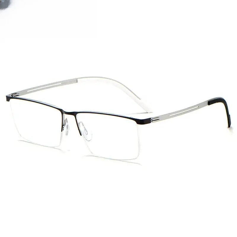 Men's Square Semi-Rimless Alloy Prescription Glasses 642129 — view 6 | Rx Spectacle