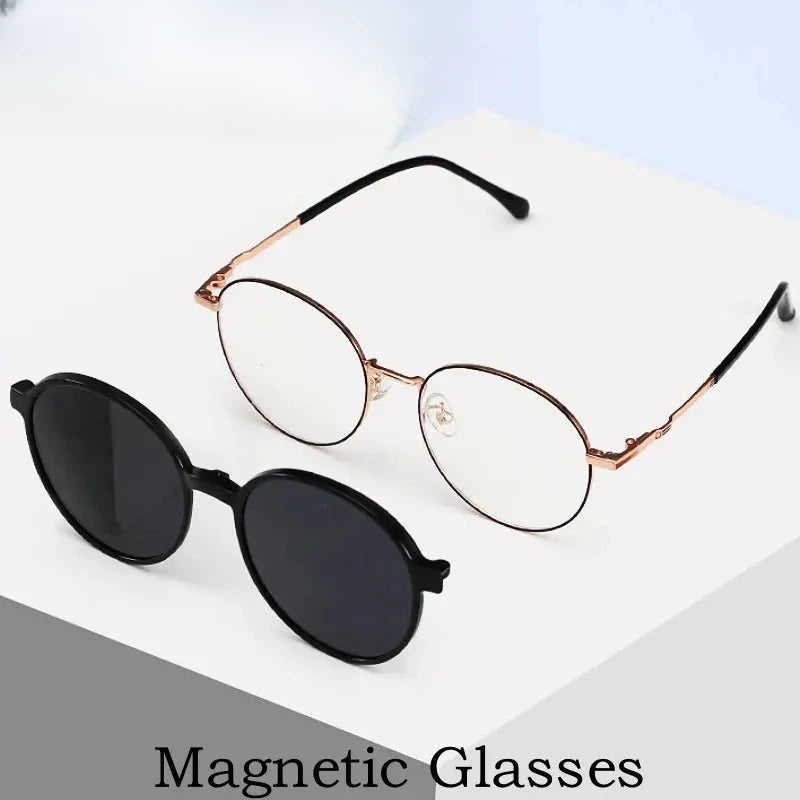 Unisex Round Full Rim Alloy Clip-On Prescription Glasses Y1106 — view 1 | Rx Spectacle