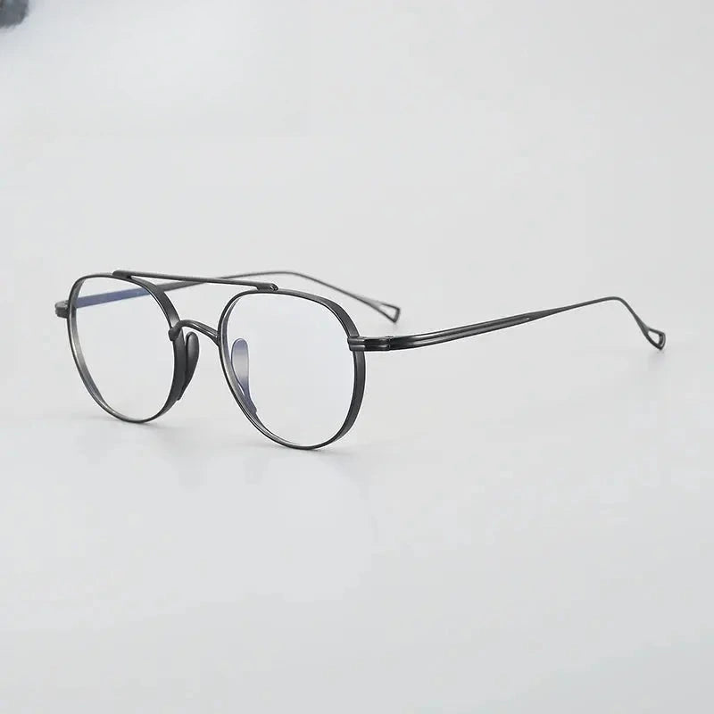 Unisex Polygon Full Rim Titanium Double Bridge Prescription Glasses 1477 — view 6 | Rx Spectacle