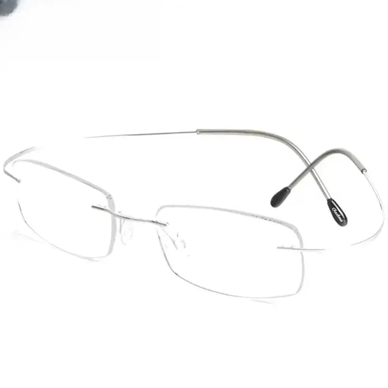 Unisex Square Rimless Titanium Reading Glasses 887044 — view 6 | Rx Spectacle
