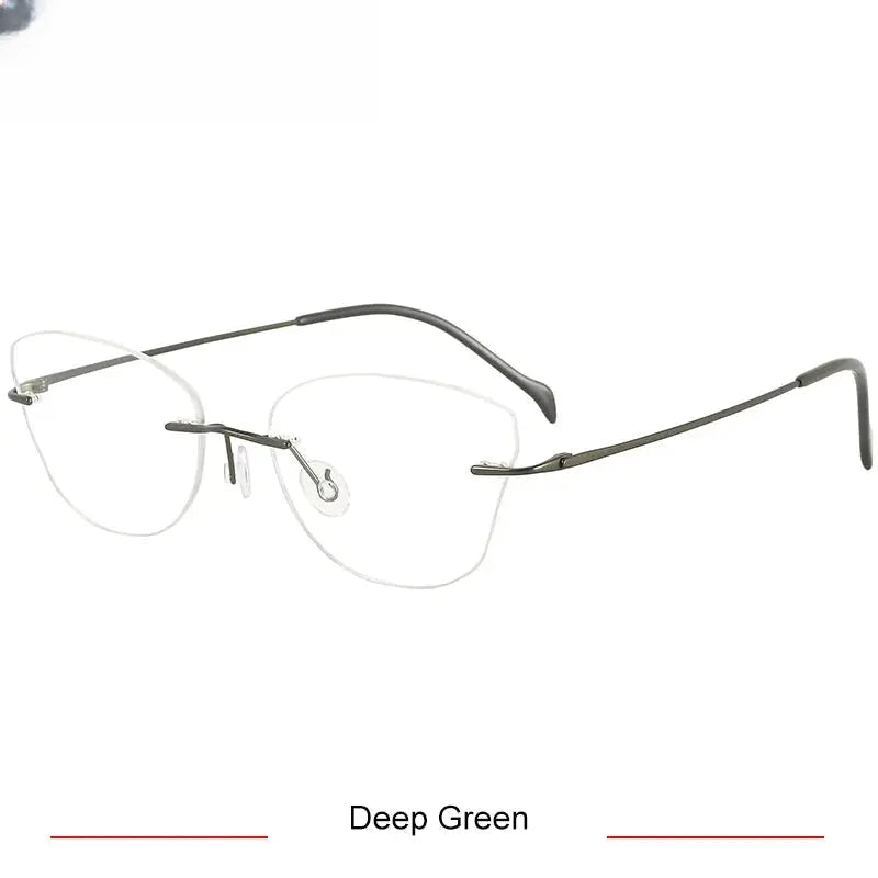 Women's Cat Eye Rimless Titanium Prescription Glasses 316086 — view 5 | Rx Spectacle