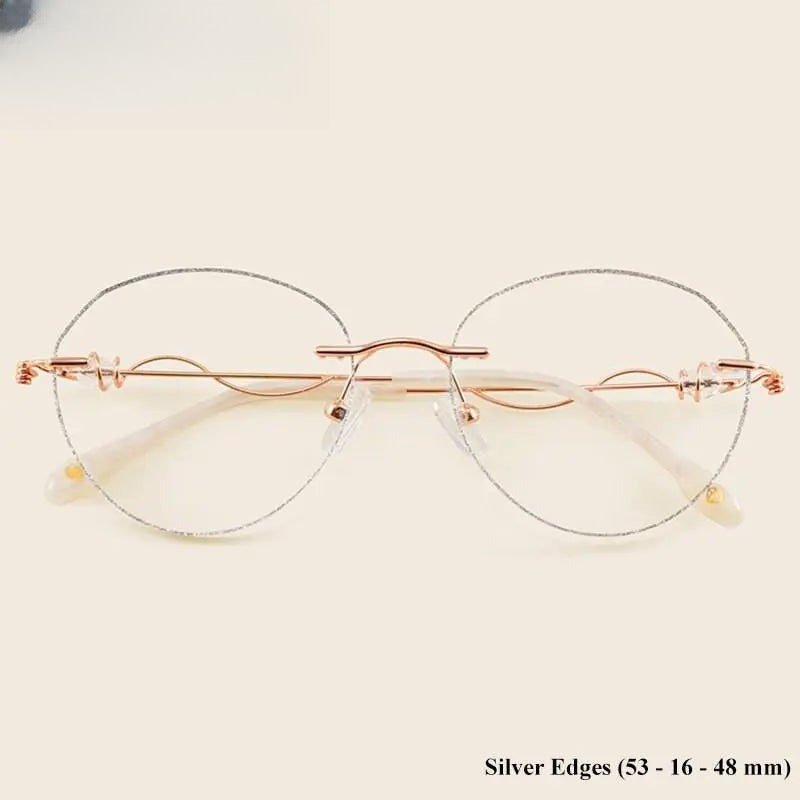 Women's Round Rimless Titanium Prescription Glasses 88128 — view 9 | Rx Spectacle