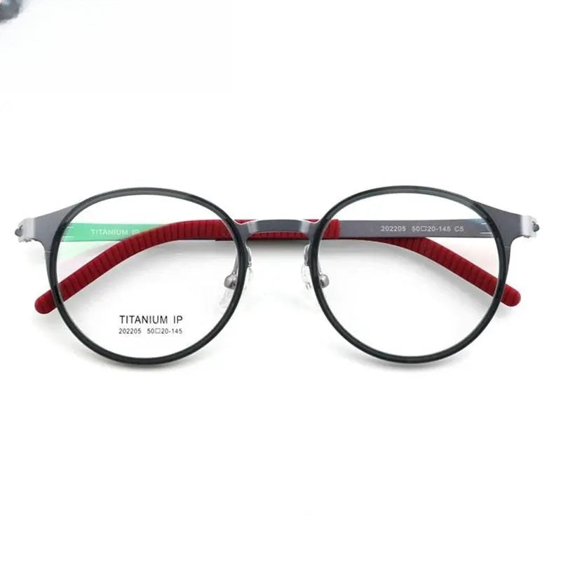 Unisex Round Full Rim Titanium Prescription Glasses 202205 — view 9 | Rx Spectacle
