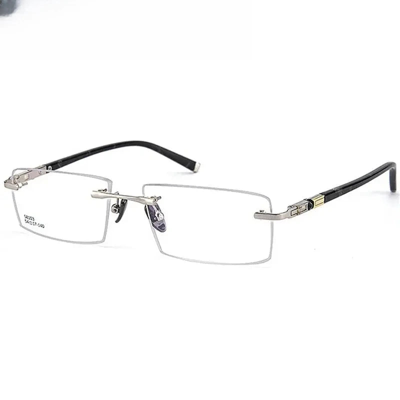 Women's Square Rimless Titanium Prescription Glasses 883644 — view 4 | Rx Spectacle