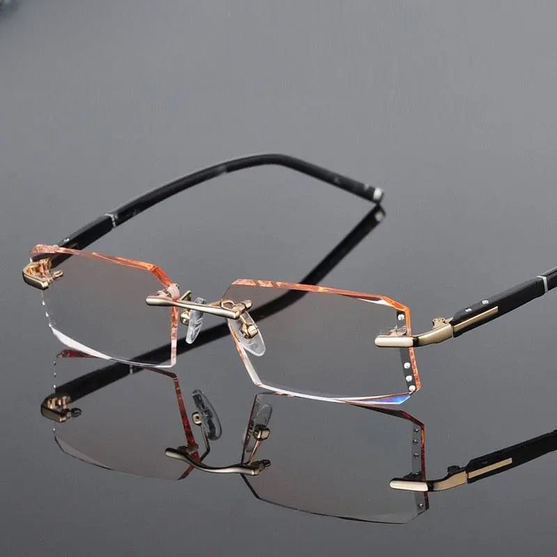 Men's Rectangular Rimless Alloy Prescription Glasses 58003 — view 2 | Rx Spectacle