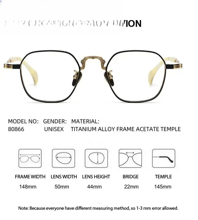 Unisex Polygon Full Rim Titanium Oversized Prescription Glasses 680866 — view 2 | Rx Spectacle