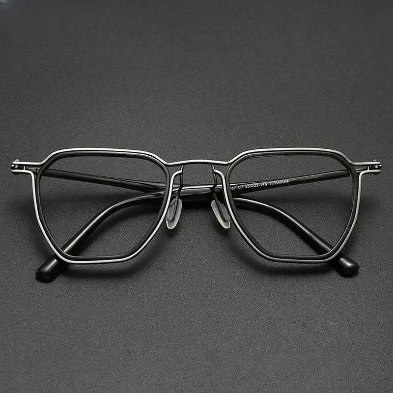 Men's Square Full Rim Titanium Oversized Prescription Glasses 728675 — view 1 | Rx Spectacle