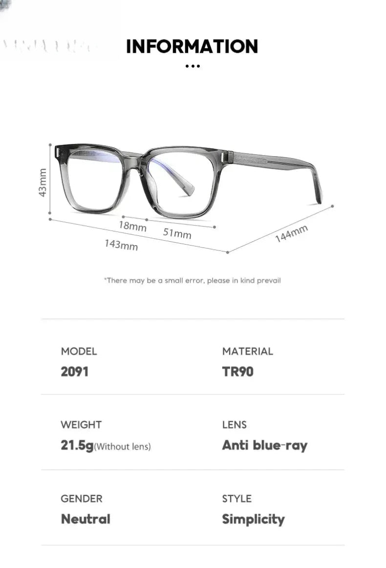Unisex Square Full Rim Acetate Reading Glasses 2091 — view 13 | Rx Spectacle