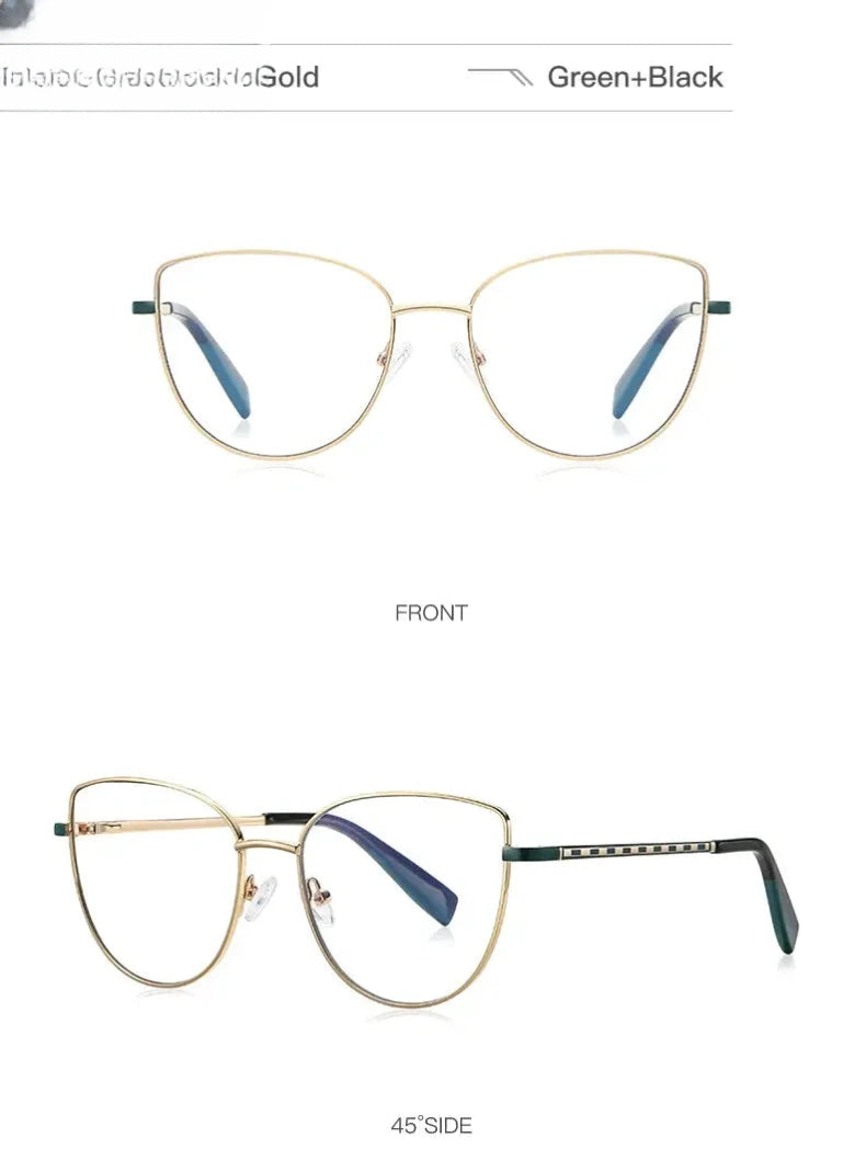 Women's Cat Eye Full Rim Alloy Reading Glasses 3060 — view 19 | Rx Spectacle