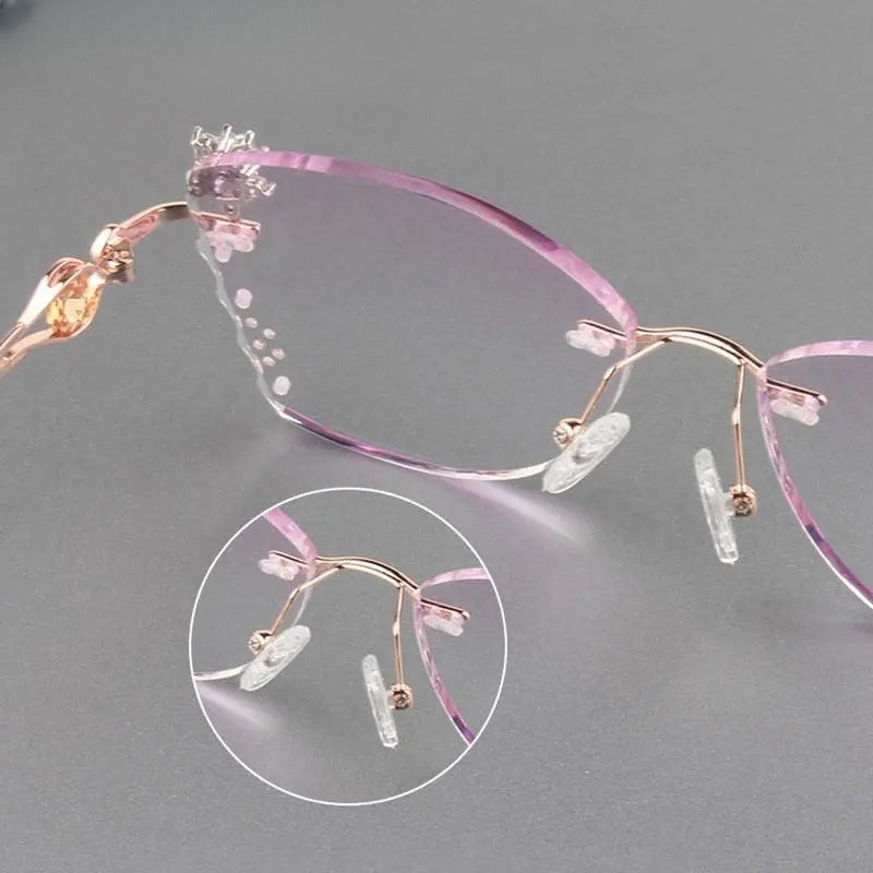 Women's Butterfly Rimless Titanium Prescription Glasses 88301 — view 7 | Rx Spectacle