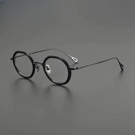 Women's Round Full Rim Titanium Flat Top Prescription Glasses G1584 — view 1 | Rx Spectacle