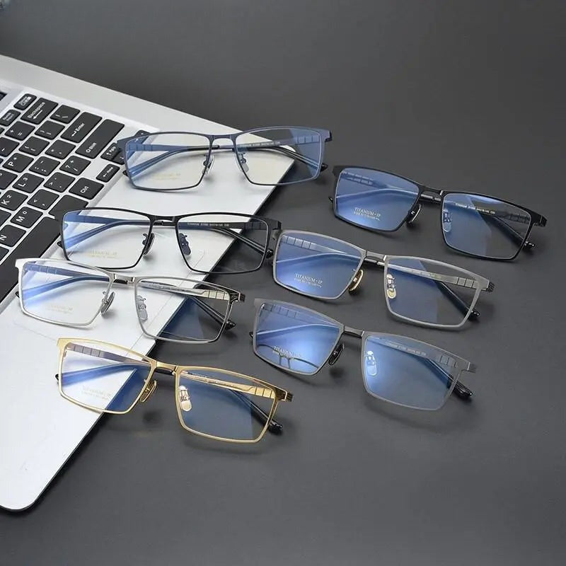 Men's Square Full Rim Titanium Prescription Glasses Dj066 — view 8 | Rx Spectacle