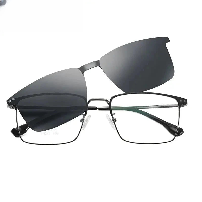 Men's Square Full Rim Alloy Clip-On Prescription Glasses 494016 — view 3 | Rx Spectacle