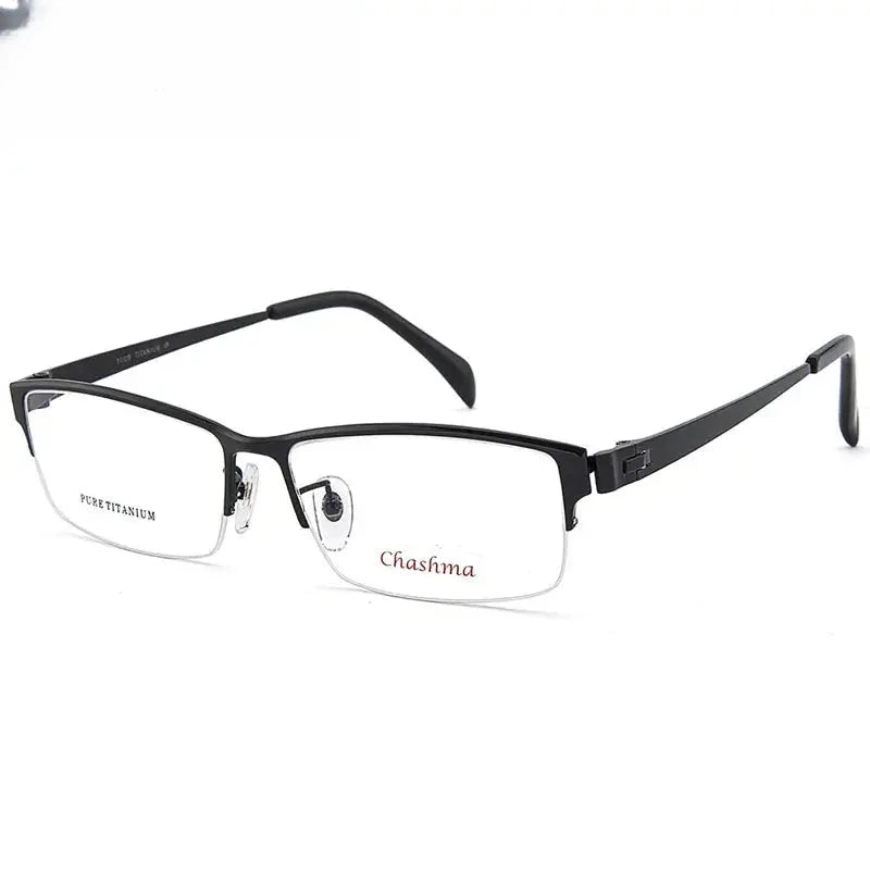 Men's Square Semi-Rimless Titanium Prescription Glasses 81479 — view 4 | Rx Spectacle