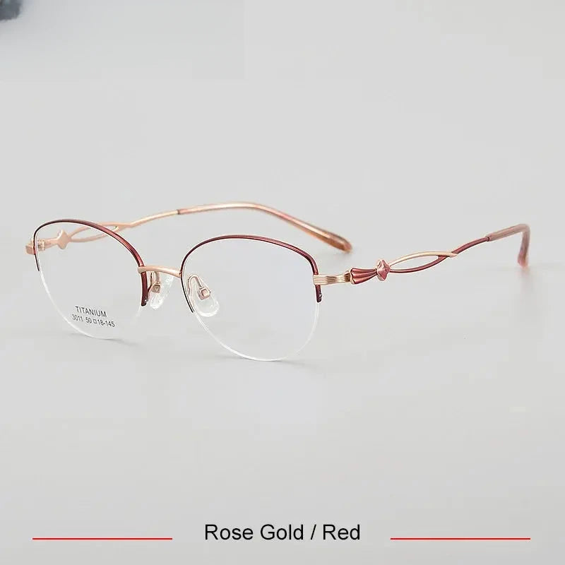 Women's Oval Semi-Rimless Titanium Prescription Glasses 63011 — view 4 | Rx Spectacle