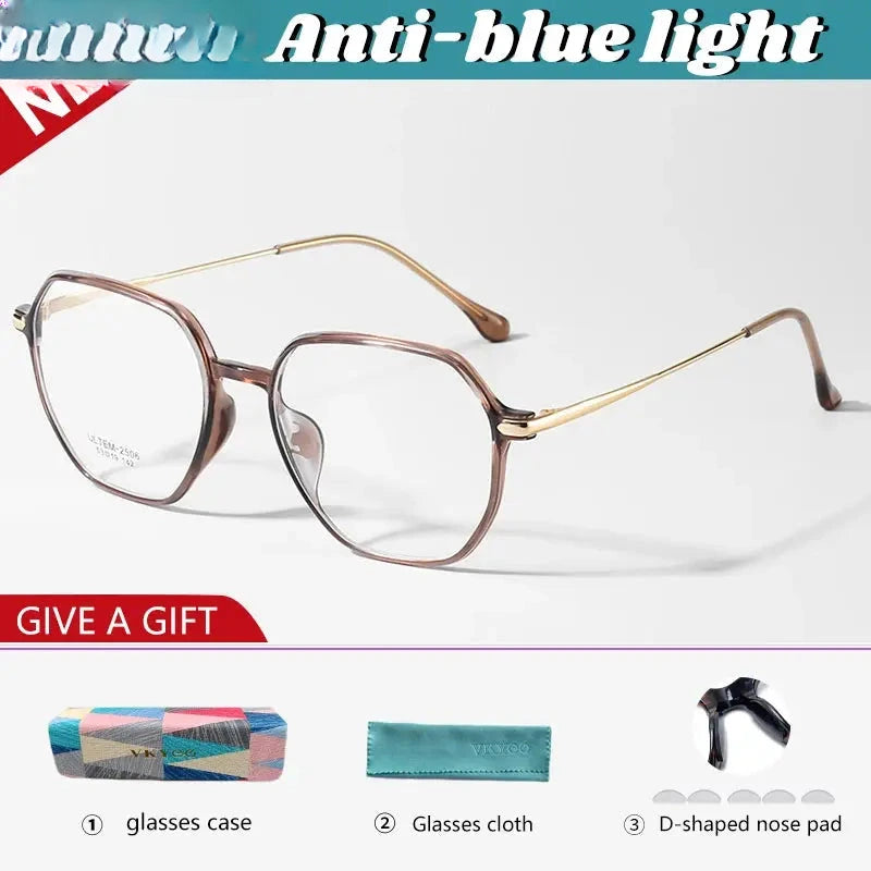 Women's Polygon Full Rim Stainless Steel Flat Top Reading Glasses 4250 — view 7 | Rx Spectacle
