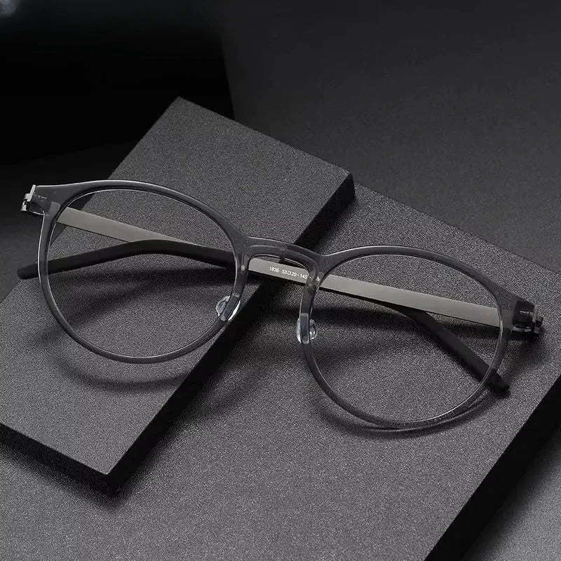 Men's Round Full Rim Titanium Prescription Glasses 71836 — view 1 | Rx Spectacle