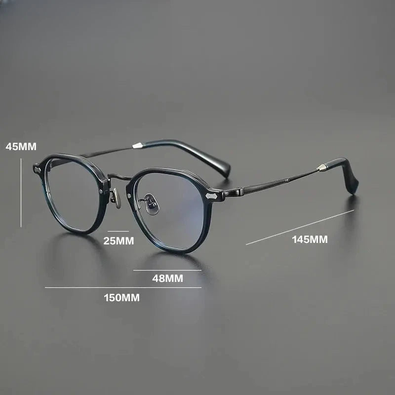 Unisex Oval Full Rim Titanium Oversized Prescription Glasses G1538 — view 2 | Rx Spectacle