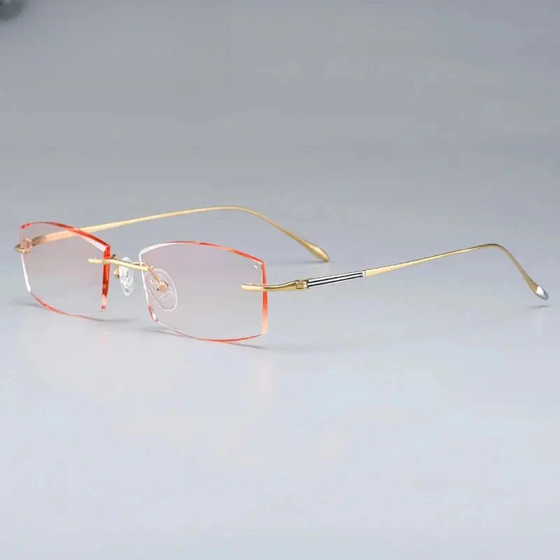 Unisex Oval Rimless Titanium Prescription Glasses 879083 — view 5 | Rx Spectacle
