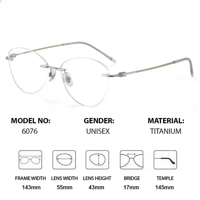 Women's Cat Eye Rimless Titanium Prescription Glasses 406076 — view 2 | Rx Spectacle