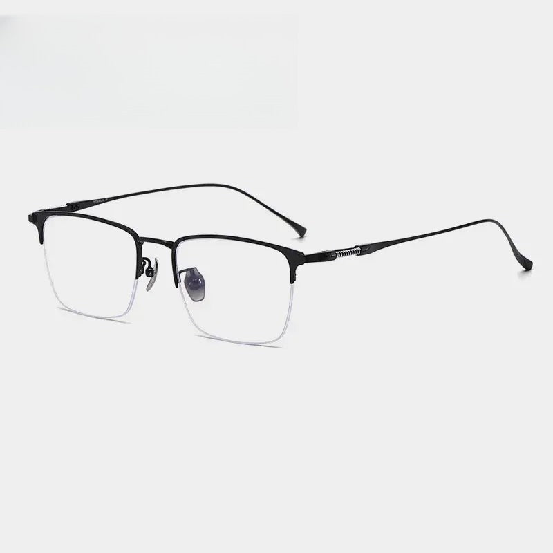 Unisex Browline Semi-Rimless Titanium Oversized Prescription Glasses 729011 — view 1 | Rx Spectacle