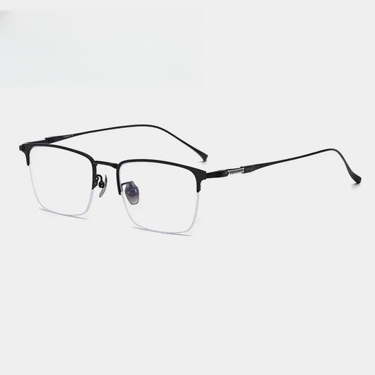 Unisex Browline Semi-Rimless Titanium Oversized Prescription Glasses 729011 — view 1 | Rx Spectacle