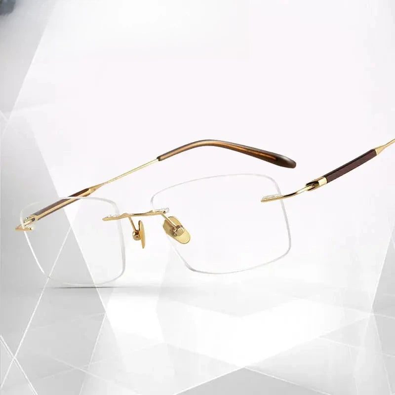 Women's Square Rimless Titanium Prescription Glasses 611287 — view 1 | Rx Spectacle