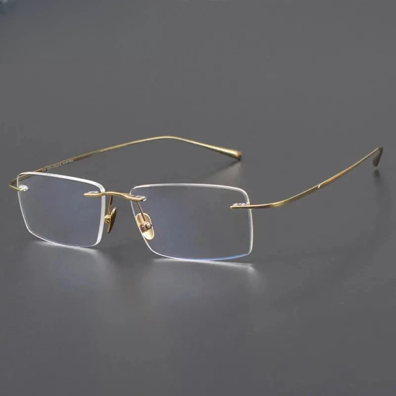 Unisex Square Rimless Titanium Prescription Glasses 881818 — view 4 | Rx Spectacle