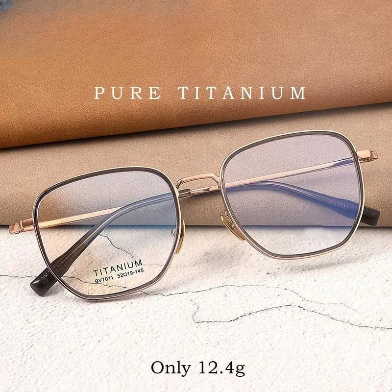 Unisex Square Full Rim Titanium Prescription Glasses Bv7011b — view 1 | Rx Spectacle