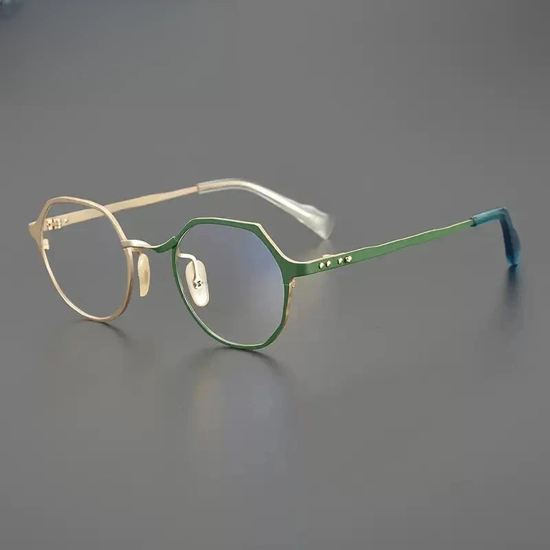 Unisex Round Full Rim Titanium Flat Top Prescription Glasses Gxyj1219 — view 3 | Rx Spectacle