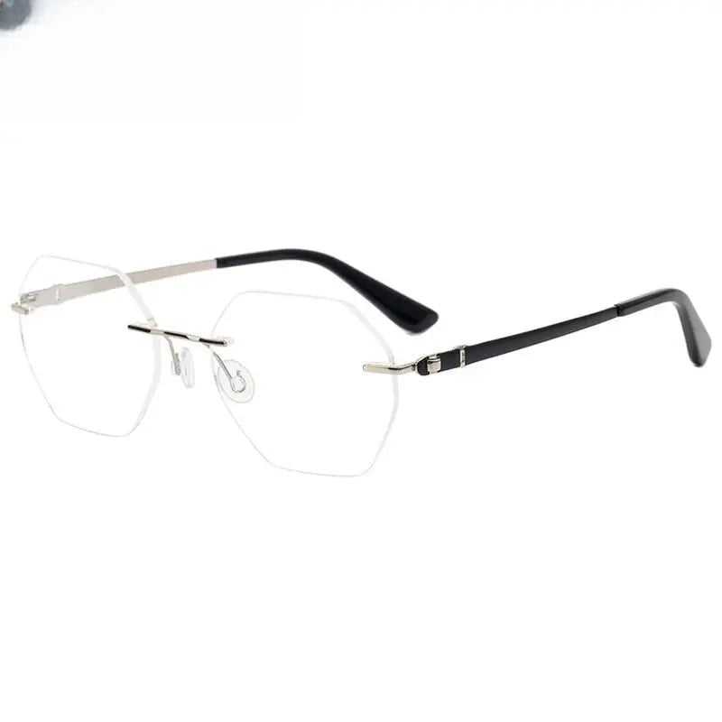 Men's Polygon Rimless Titanium Prescription Glasses 5018 — view 7 | Rx Spectacle