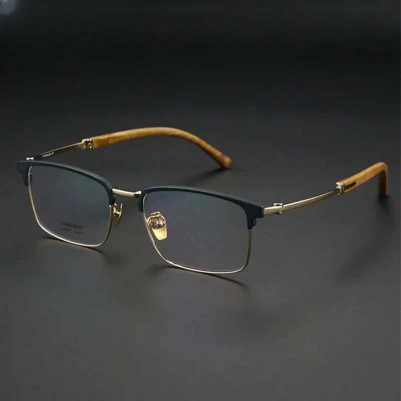 Unisex Square Full Rim Titanium Prescription Glasses 402336 — view 4 | Rx Spectacle