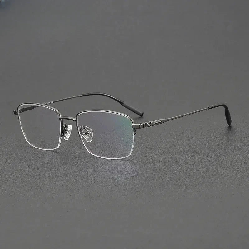 Men's Polygon Semi-Rimless Titanium Prescription Glasses 781055 — view 4 | Rx Spectacle