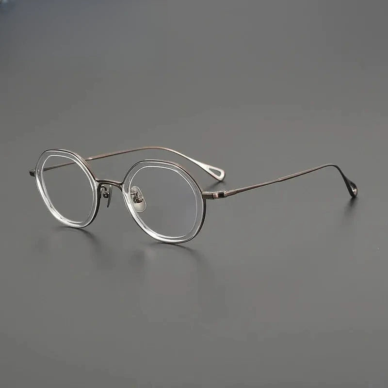 Women's Round Full Rim Titanium Flat Top Prescription Glasses G1584 — view 5 | Rx Spectacle