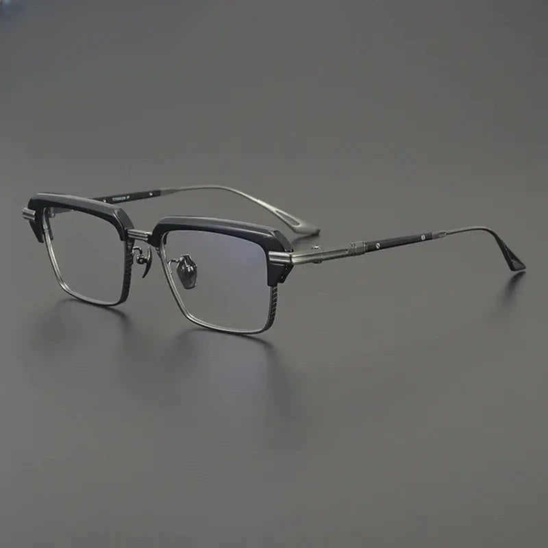 Unisex Square Full Rim Titanium Oversized Prescription Glasses 687008 — view 5 | Rx Spectacle