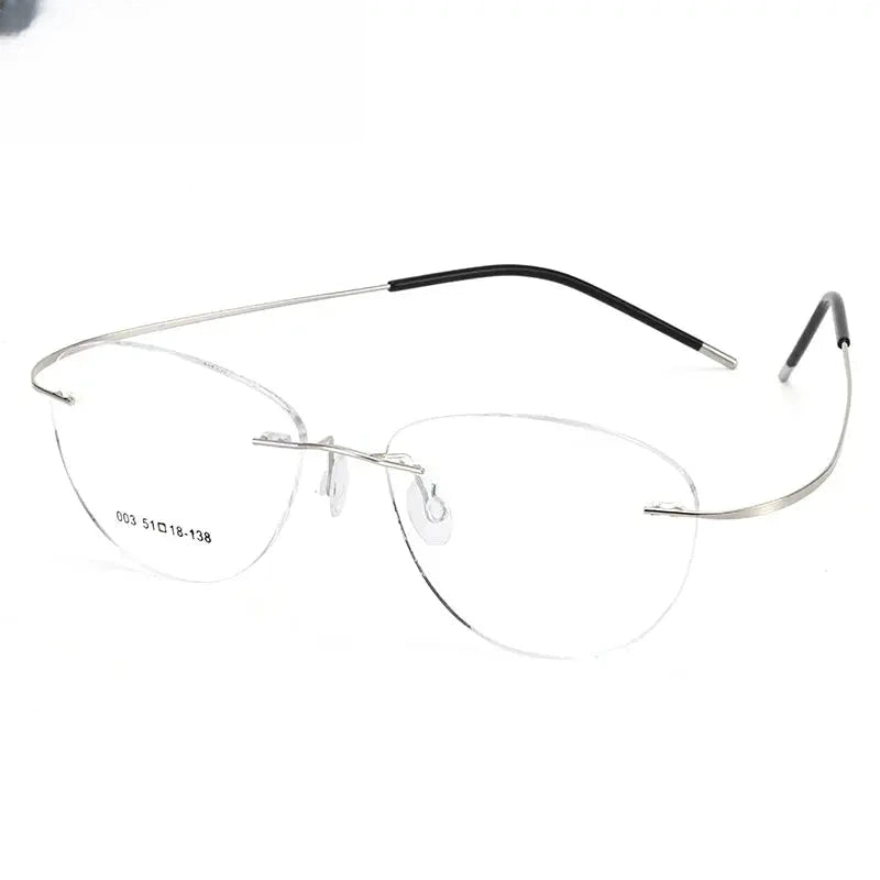 Women's Cat Eye Rimless Titanium Prescription Glasses 871003 — view 6 | Rx Spectacle
