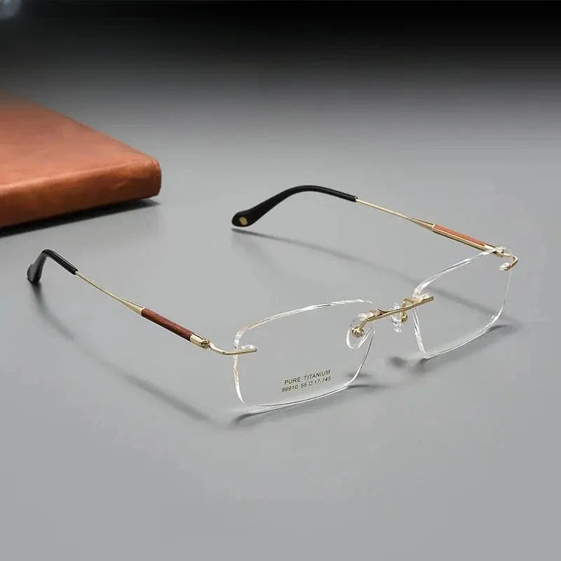 Men's Square Rimless Titanium Prescription Glasses 899910 — view 1 | Rx Spectacle