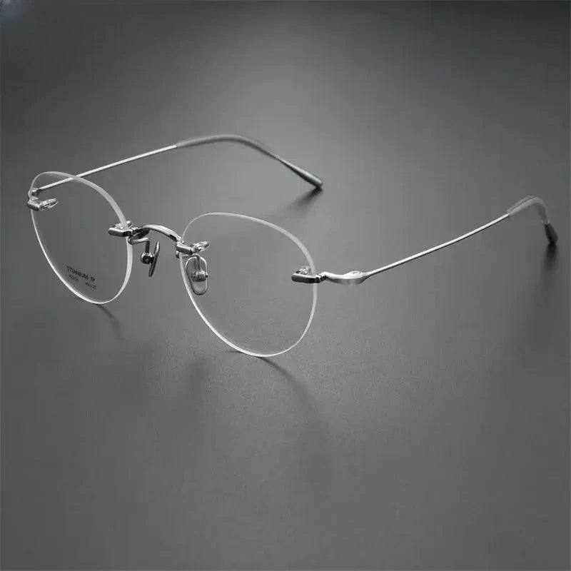 Unisex Round Rimless Titanium Prescription Glasses 2321 — view 5 | Rx Spectacle