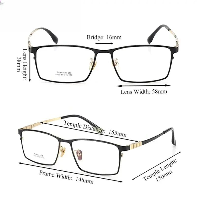Men's Square Full Rim Titanium Prescription Glasses 412060 — view 2 | Rx Spectacle